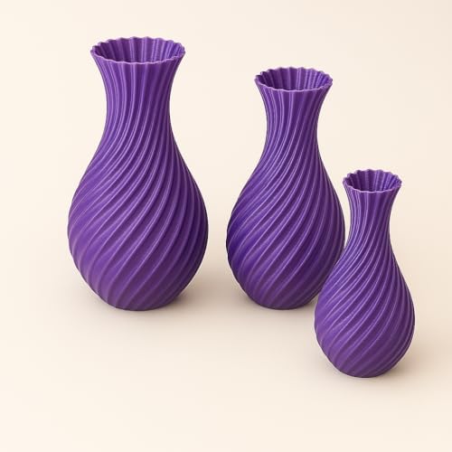 Modern Spiral 3D Printed Vase Purple