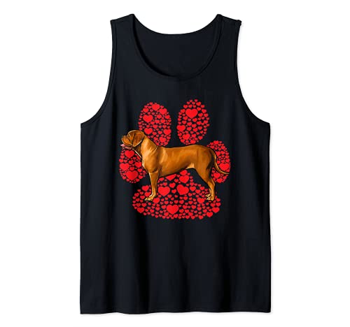 Dogues de Bordeaux Valentines Day Dog Love Paw Tank Top, Black