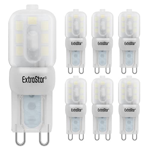 EXTRASTAR G9 LED Light Bulbs 2.5W, Cool White 6500K Daylight, 200LM, 21W Equivalent, Mini LED Energy Saving Lamp