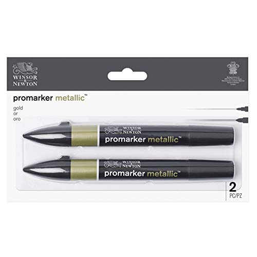 Winsor & Newton - Set de Rotuladores ProMarker Metallic, 2 Unidades, Oro