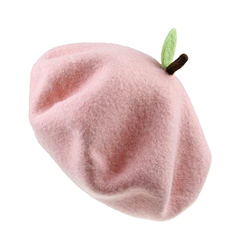 Zasy Pink Peach Handmade Wool Beret French Style Felt Fruite Beanies Women Winter Autumn Cap (Peach) #TOP4