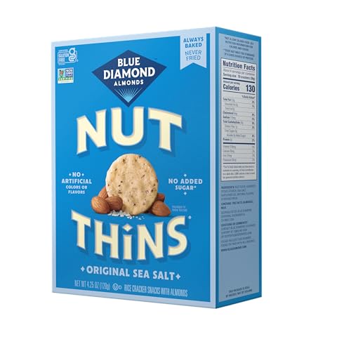 Image of Blue Diamond Almonds Nut Thins Gluten Free Cracker Crisp Snacks, Original, 4.25 Oz Boxes (Pack of 6)