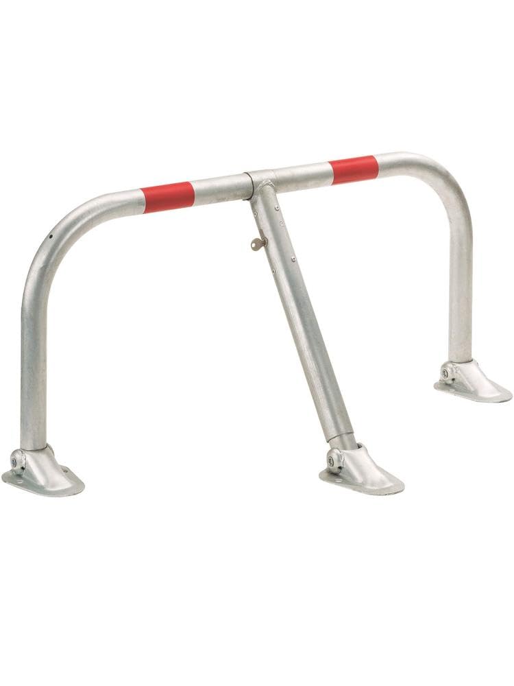 Alberts 691042 Arceaux de parking Spielberg | avec serrure à cylindre et trois clés | à visser | galvanisés à chaud, avec anneaux rouges | 450 x 950 mm