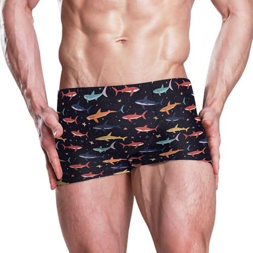Cute Shark Mens Swim Trunk Swimwear Bathing Suit Swim Brief Square Leg Board Short S B04049702
