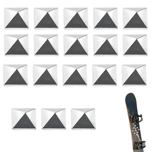 Tokaneit Coussinet de Snowboard 18 Pièces Argent Auto Adhésif Pad Snowboard Pyramidaux,Tapis Antidérapants Autocollants pour Skis et Snowboards,Patin...