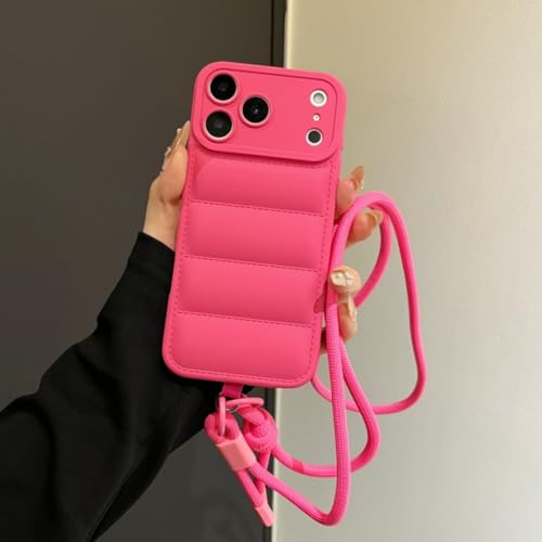 Étui bandoulière en silicone souple pour iPhone 14 Plus rose