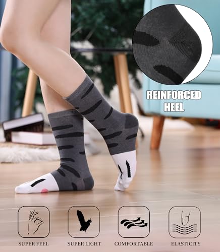 Image of SDBING Womens Cat Socks Cute Gifts Animal Soft Breathable Thin Cotton Casual Crew Socks 5 Pairs
