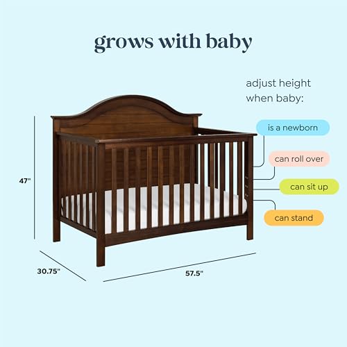 Image of Carter's by DaVinci Nolan 4-in-1 Convertible Crib in Espresso, Greenguard Gold Certified, 57.5x30.8x47 Inch (Pack of 1)