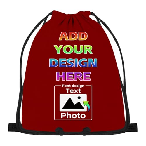 Personalized Drawstring Bag Custom Backpack Custom Name Number Logo Text for Men Women Gifts Sports Bag for Men Draw String Back Bag String Backpack Gym Backpack-Maroon,-0.11