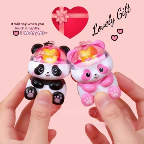Image of Cute Panda Keychain Heart Light & I LOVE YOU Message ANY 1 (Panda Love u)