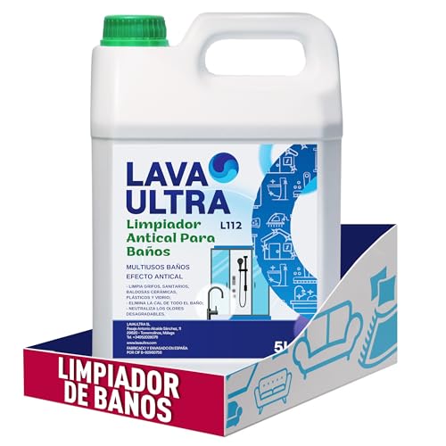 L112 Limpiador Antical Baños 5L - Antical Profesional para Mamparas,Grifos y Baldosas-Ideal para Cromo y Sanitarios de Color-Elimina Cal,Manchas y Suciedad.Con Olor a Mento.