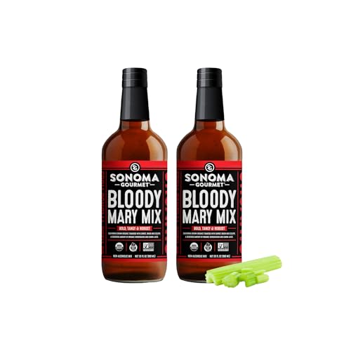 Sonoma Gourmet Organic Bloody Mary Mix | Bold, Tangy & Robust | USDA Organic, Non-GMO, Vegan & Keto-Friendly | Premium Cocktail Mixer - 33 Ounce Bottles (Pack of 2)