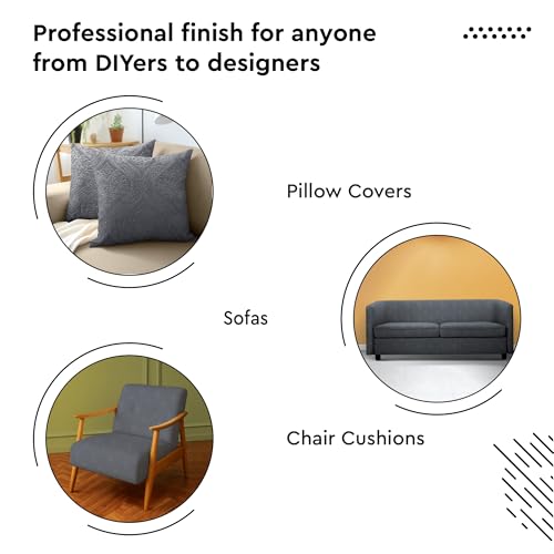 Image of Encasa XO Embossed Velvet Fabric Material by Meter Grey | Sofa Cloth Material | Unstitched Fabric for Making Cushion Cover, Sofa Cover | 175 GSM | 5 Meters, 500x150 cm