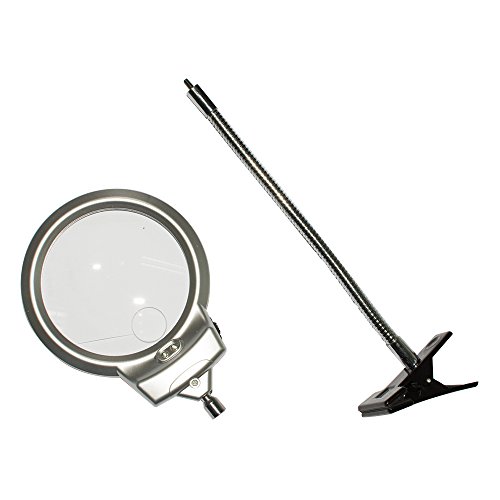 Scenstar 2.25X 5X Led Magnifying Magnifier Glass Clip Lighted Table Top Desk Magnifier Lamp Led Light Magnifying Glass With Clamp For Craft, Cross Stitch, Detail Work #TOP5