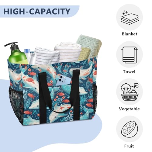 Nander Dolphin Foldable Tote Bag Waterproof Sandproof Women Beach Bag Handbag Gym Bag Travel Shopping Bag4