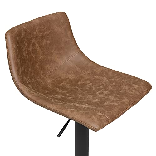 Finnhomy Bar Stools Set of 2, Swivel Adjustable Height Bar Chairs with Footrest & L-Shape Back, Vintage Leather Counter Stools for Kitchen Island, Home Bar, Retro Brown (24"-32" Height Adjustable) - Image 6