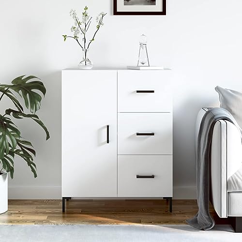 NQJIBUE Aparador blanco de 69,5 x 34 x 90 cm, madera de ingeniería, armarios y almacenamiento, bufés y aparadores