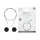 KnitPro - KnitPro Acier Inoxydable Noir/Argent 360° Pivotant Interchangeable Câble pour ...