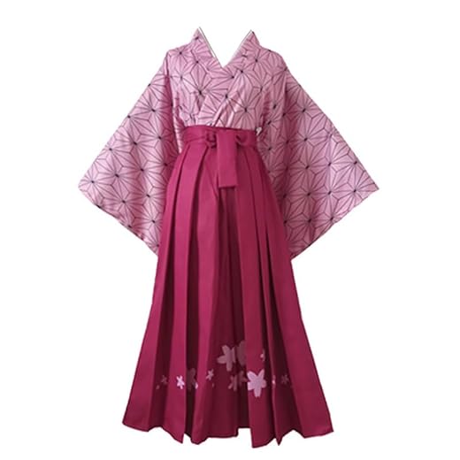 MABDO Kimono Robe Nezuko Kamado, disfraz de carnaval, cosplay, multicolor, mujer, talla asiática, XXL (pecho 94-97 cm)