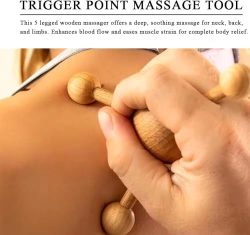 Image of Beaute Secrets Head Massager for Scalp | Wooden Trigger Point Massager Spider Shape 5 Legs | Gua Sha Wooden Body & Scalp Massage Tool | No Heat or Electricity | Relieves Stress, Muscle Stiffness & Improves Hair Growth Naturally, Brown