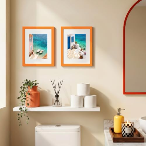 Image of upsimples 8.5 By 11 Picture Frame, Display Pictures 6x8 with Mat or 8.5 x 11 Without, Wall Hanging Photo Frames, Orange, 1 Pack