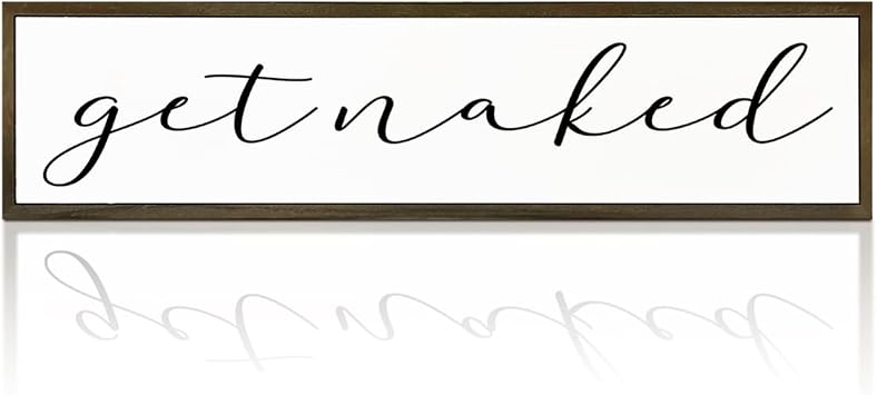Farmhouse Bathroom Signs, Get Naked Sign, Funny Bathroom Signs Decoration, Modern Farmhouse Home Decor for Bathroom Restroom Toilet, Rustic Wooden Plaque, 17.8x4x1.2 inches