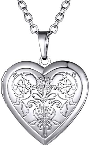 GoldChic Jewelry Personalised Photo Locket Necklace For Women Girls, Custom Photos Heart Pendant Necklace That Holds Pictures with Jewellry Gift Box