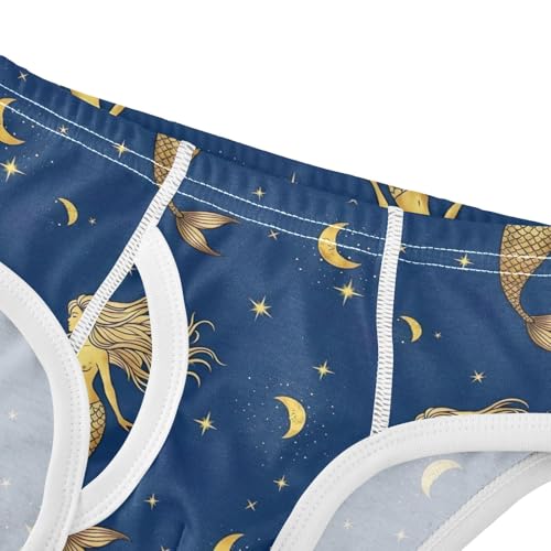 CHIFIGNO Boy Cotton Briefs Printed Underwear Breathable Brief Underwear for Little Boys, Golden Mermaids Blue4