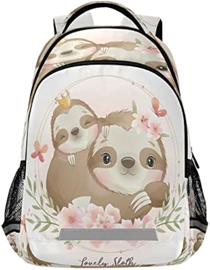 MNSRUU Cartoon Backpack for School Elementary,Kid Bookbag Cute Sloth Toddler Backpack