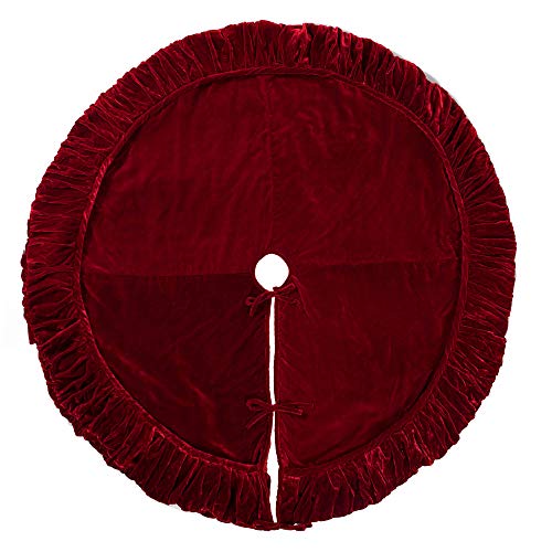 Vickerman QTX17752 72 Inch Plush Red Velvet Christmas Tree Skirt cover