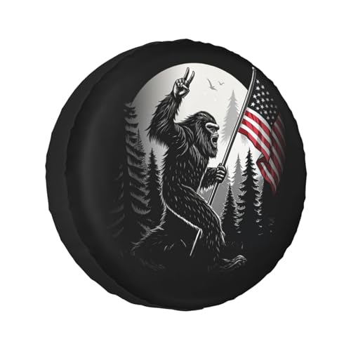 Image of American Flag Camping Spare Tire Cover Wheel Protectors Waterproof UV Resistant Wheel Covers Universal Fit for SUV Truck Rv Trailer Camper Travel Accessories 16 inch
