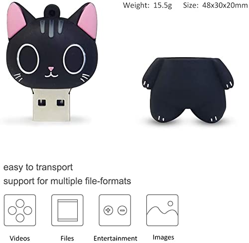 【日本オフェス出荷】オモシロUSBメモリ 黒猫 模様 小型 かわいい 2.0フラッシュドライブ 容量32G 柔らかいPVCシリコン材質