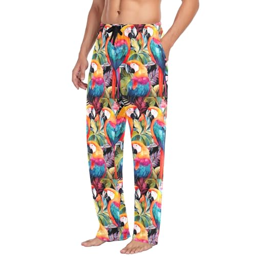 Parrots Men's Pajamas Pants Cotton Sleep Bottoms Pants Lounge Sleepwear - S4