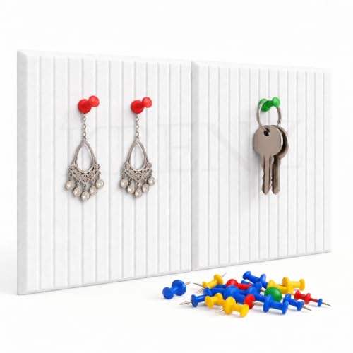 Image of KRENZ Self Adhesive Bulletin Notice Board (30 X 30 Cm) with Drawing Pins List Board for Wall Vision Board for Manifestation Wall Boards Message Board for Office School Collage (2, White Line)
