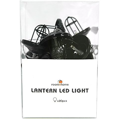 roomnhome(ルームアンドホーム) Room and Home Light Lantern, 20 LEDs, Black, 2.2 x 2.0 inches (5.5 x 5 cm), Length 9.8 ft (3 m), Battery Operated Cover