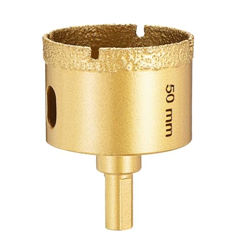 PATIKIL 2" Diamond Hole Saw 50mm 3-Flat Shank Gold Tone