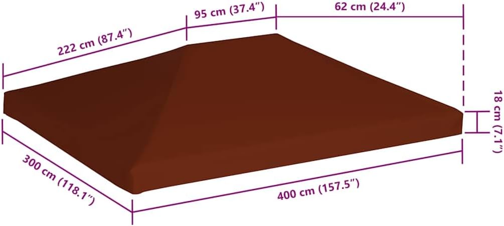 Gazebo Replacement Canopy Top Cover 9.8' x 13.1' Terracotta, Heavy Duty 9.1 oz/yd2 Polyester Fabric, Waterproof Outdoor Sunshade Roof for Gazebo Frame