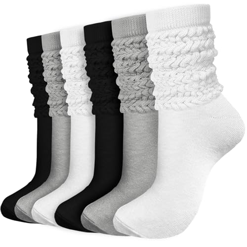Image of 6 Pairs Slouch Socks for Women, Soft Extra Long Thick High Slouch Slouchy Sock for Women Mothers Gifts