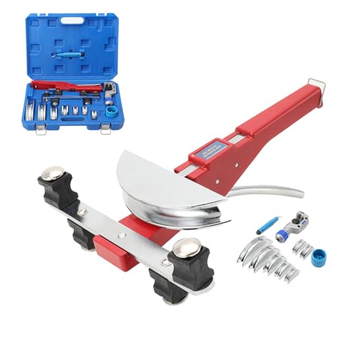 ECUTEE Cintreuse manuelle de tuyaux en cuivre multicouche 0-90 degrés Tube en cuivre Kit de cintrage de tuyau en aluminium avec coupe-tube Outil d'ébavurage 7 têtes de cintrage