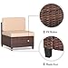 SUNCROWN Outdoor Sectional Sofa (5-Piece Set) All-Weather Brown Checkered Wicker Furniture with Brown Seat Cushions and Modern Glass Coffee Table, Patio, Backyard, Pool