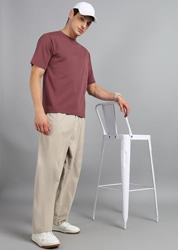 Image of Alan Jones Clothing Men's Oversized Solid T-Shirt | Premium Heavy Fabric | Crew Neck Casual Wear