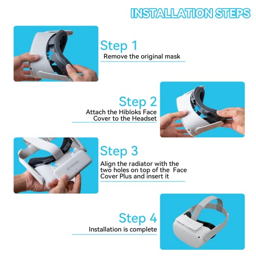 Hibloks Cooling Fan Face Cover For Meta/Oculus Quest 2 Accessories, Soft Lycra Cotton Face Cover, Quest 2 Cooling Fan Active Air Circulation Ventilation To Relieve Lens Fogging (2 Speeds) #TOP4