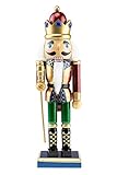 Clever Creations Red and Gold King 10 Inch Traditional Wooden Nutcracker, Festive Christmas Décor for Shelves and Tables