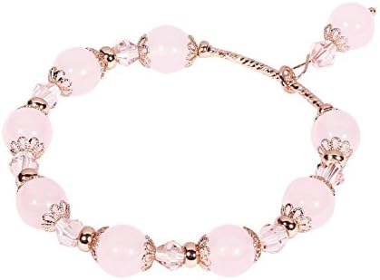 Tomazon Fashion Handmade Faux Pearl Beaded Crystals Stretch Elastic Wrap Around Wrist Bracelet Bangles for Women Girls (1 Row - Pink)