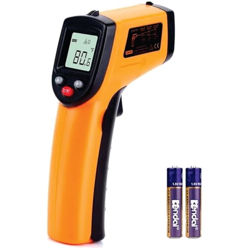 Thermomètre Infrarouge, Pistolet Température Laser, Sans Contact, écran LCD Rétroéclairé, -50 °C ~ 380 °C, Pour Cuisson, BBQ, Congélateur, Viande, Industrie, Orange