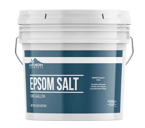 Earthborn Elements Epsom Salt (1 Gallon) Resealable Bucket Magnesium Sulfate Soaking Solution All-Natural
