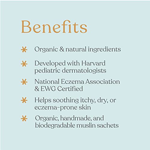 Image of ELLAOLA Oatmeal Bath Soak for Babies Kids & Adults - Baby Bath Tea Soaks Made with Prebiotics to Relieve Dry, Itchy, Eczema Prone Skin While Gently Cleansing, Fragrance Free I 4 Bath Tea Soaks