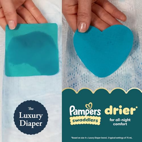 pampers swaddlers diapers size 4 15-34 lbs 120 count absorbent keeps baby dry and comfortable skin safe disposable baby diaper packaging may vary