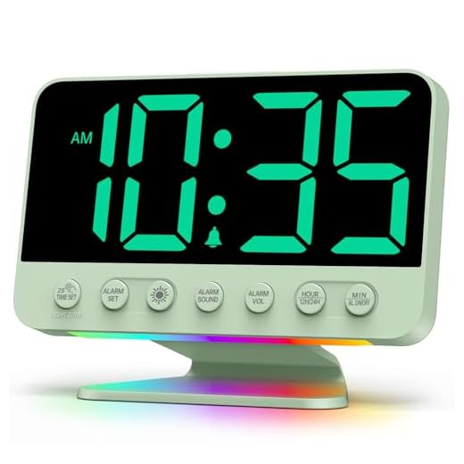 Digital Alarm Clocks for Bedrooms: Large Bold Number 5 Brightness Dimmer - Easy to Read Across The Room - 5 Alarm Sound 8 Night Light - Sage Green