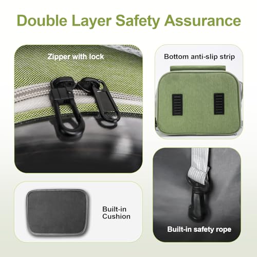 Image of Cat Backpack Carrier, Breathable Cat Carrier Large Space Bubble Pet Backpack For Kitty Small Dog Up To 15Lbs, Transparent & Foldable Pet Carrier For Travel Hiking (Square Expandable- Green)